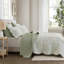Ensemble de literie élégant vert sauge, double / grand en polyester avec motif festonné