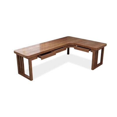 Nut-brown Rectangular Solid Wood with 3 drawers desk