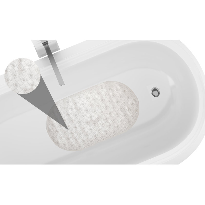 Tapis de douche ovale en plastique / vinyle antidérapant, Blanc