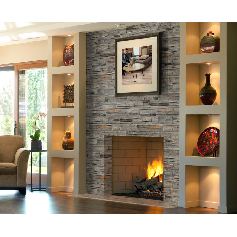 Terraforma 9 in. x 20 in.Manufactured Stacked Stone Ledger Corner Wall Tile, Oslo Grey