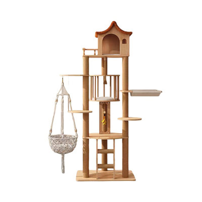 62.99" White Standard Solid + Manufactured Wood Cat Tree