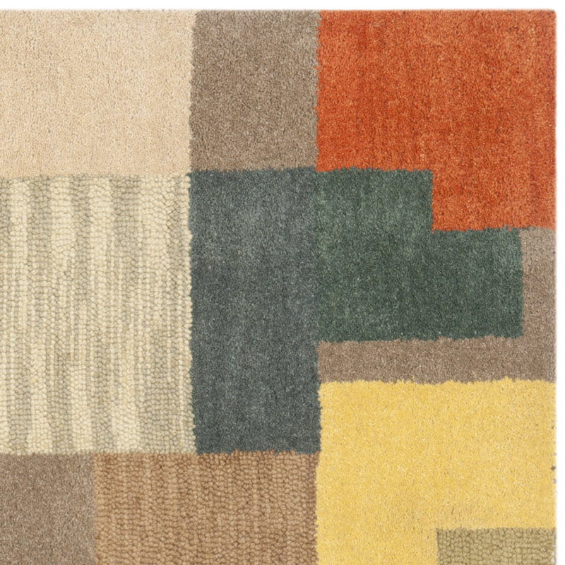Amier Hand Tufted Wool Geometric Rug, Square 6'