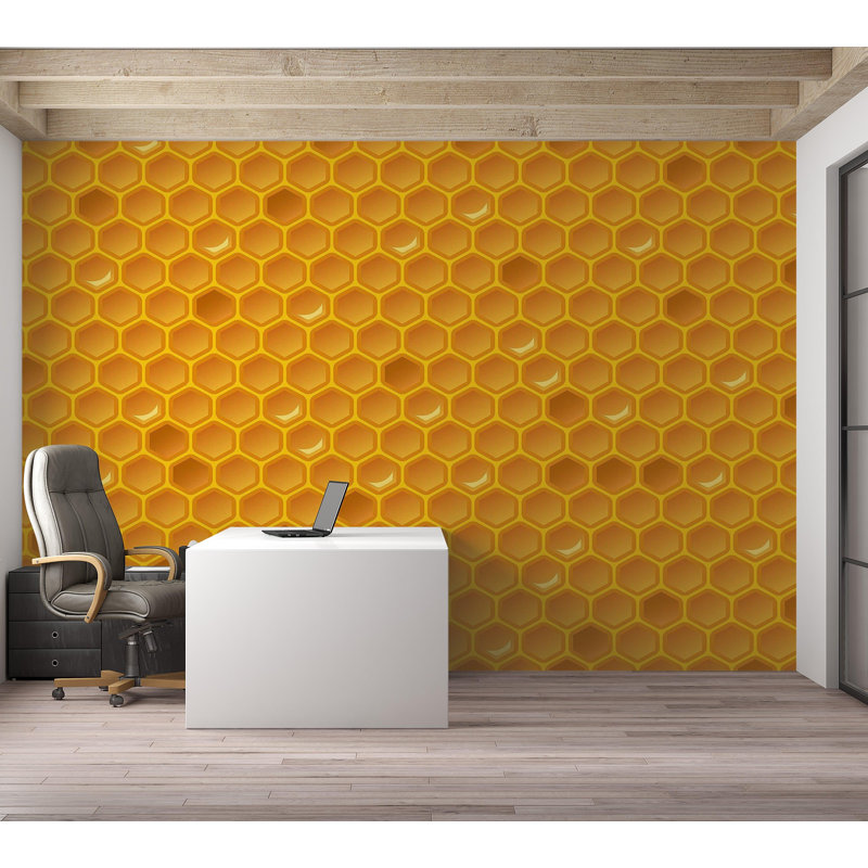 Papier peint de qualité supérieure - Motif nid d'abeille, L 96 po x l 120 po