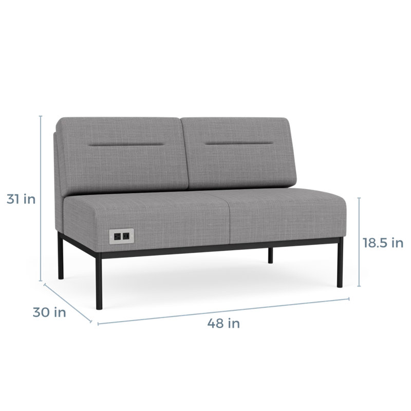 Causeuse Darsey, Avec alimentation, Noir, Gris chambray