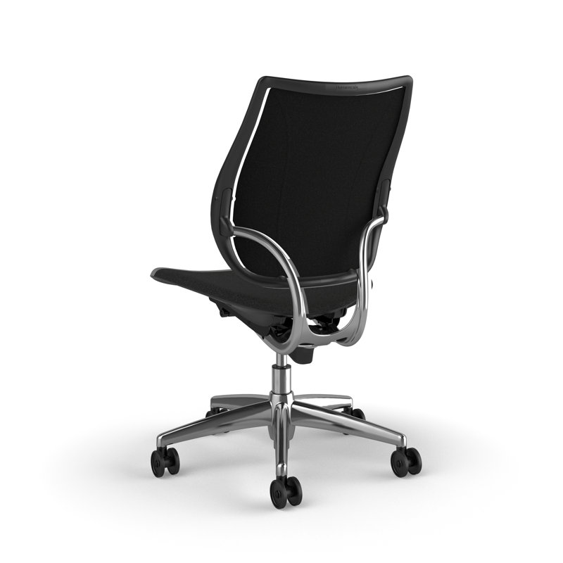 Liberty Ergonomic Task Chair With Upholstered Back, Armless, Black - 0191, Polished Aluminum w/Black Trim