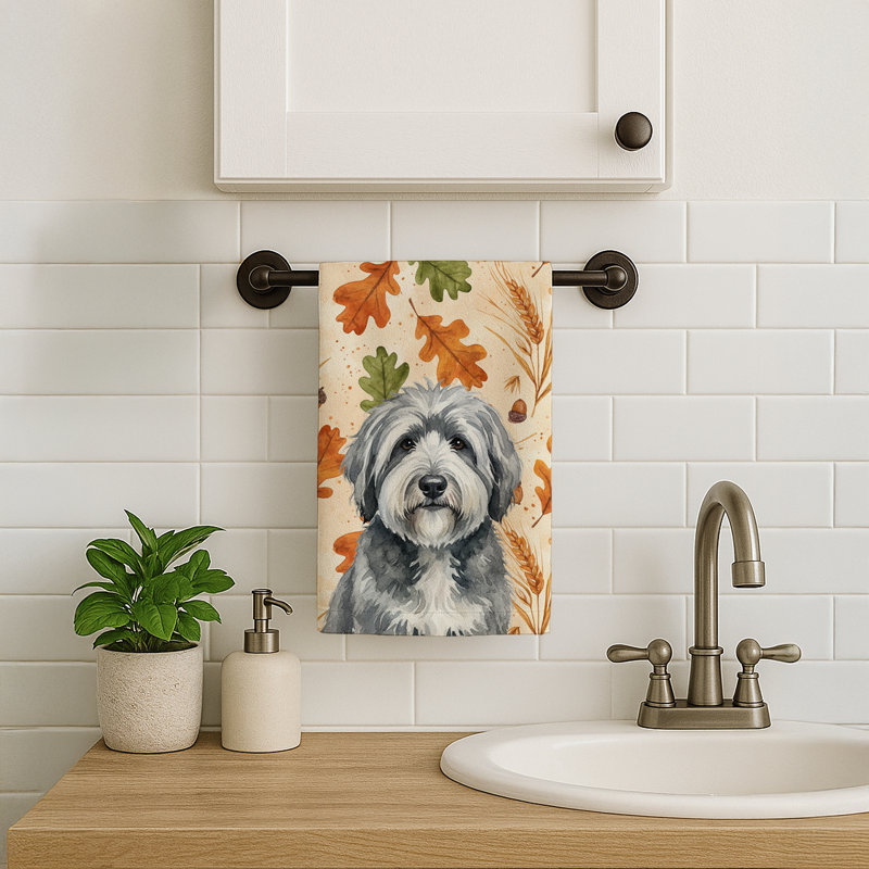 Serviette de cuisine tricolore Sheltie, Berger anglais gris et blanc
