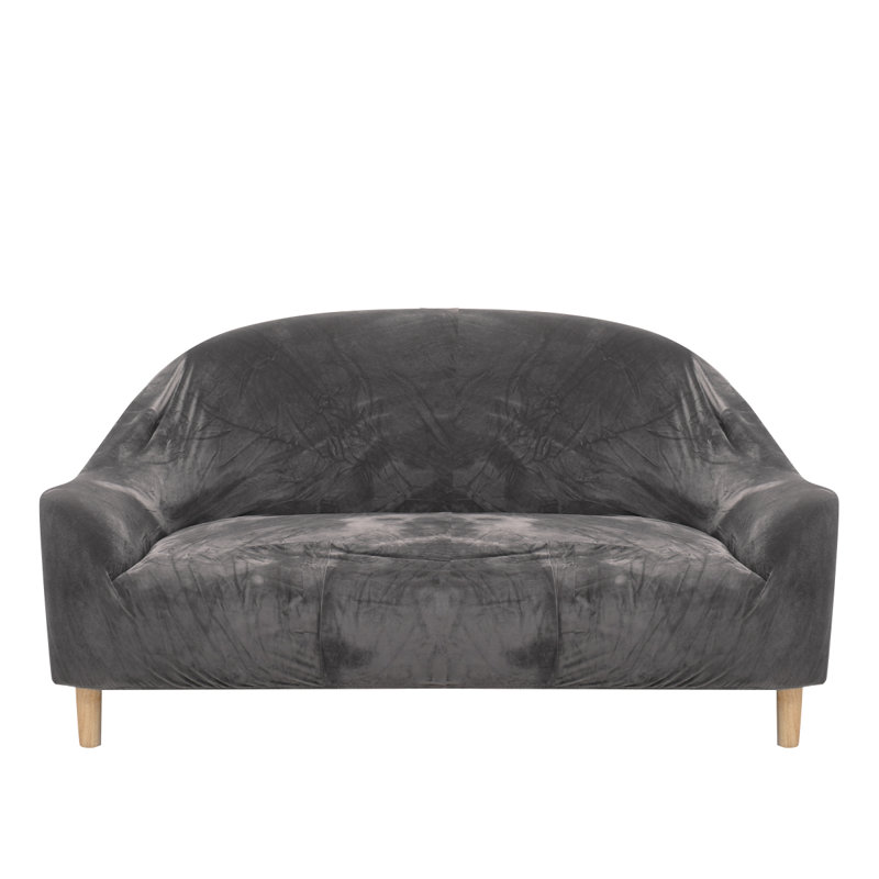 Housse pour canapé à coussins en T, Velours gris velours, H 0,01 po x l 55 po x P 55 po