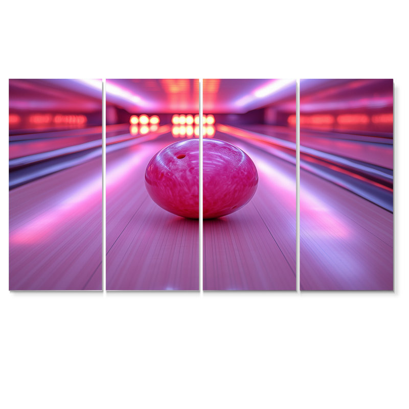 «Pink and Purple Bowling Strike Celebration» - ensemble de reproductions d'art mural, H 28 po x l 48 po