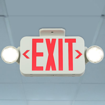 RED Letters Led Emergency Exit Sign Light, 120 - 277VAC