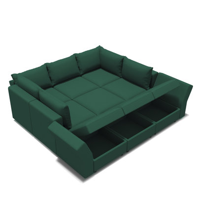 BOX MODULE STO SOFA 9 Piece Upholstered Modular Sectional Sofa With Storage