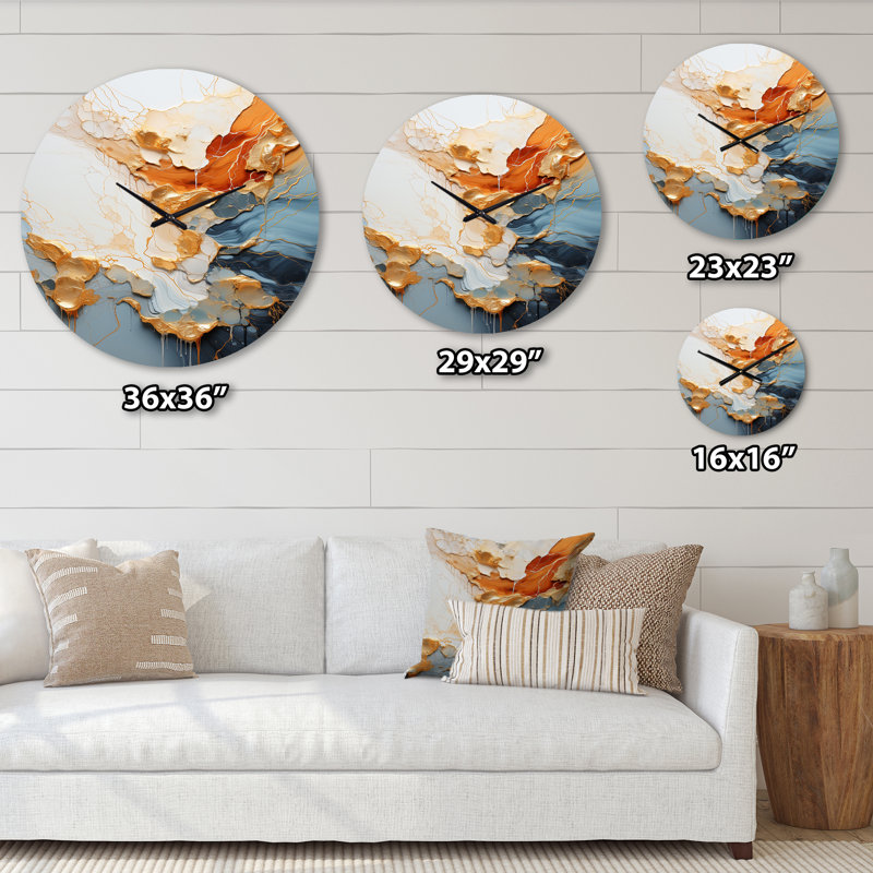 Horloge murale dorée Golden Sunrisre, Grand