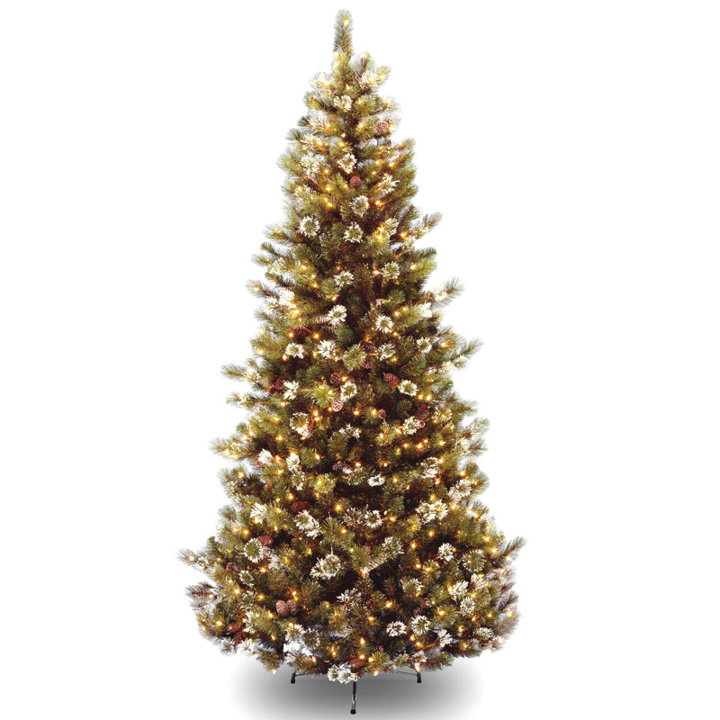 The Holiday Aisle® 7.5 ft. Glittery Pine Slim Tree with Clear Lights