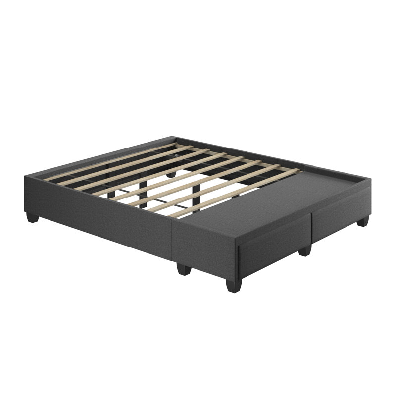 Boyd Modena Upholstered Linen Platform Storage Bed, Charcoal, Queen