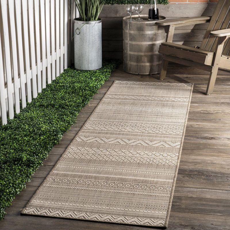 Tapis intérieur / extérieur beige Laguna Hills, Tapis de couloir 2 pi x 8 pi