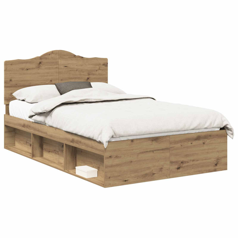 Solid Wood Bed, Small Double (4'), Artisian Oak