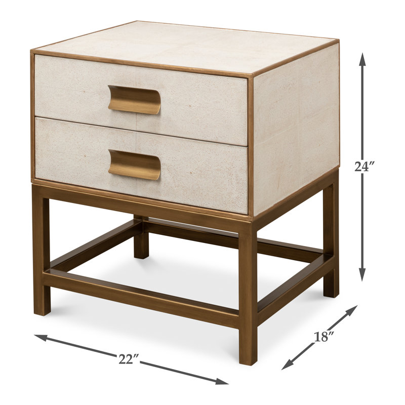 Shagreen 2 - Drawer Solid Wood Nightstand, Osprey White