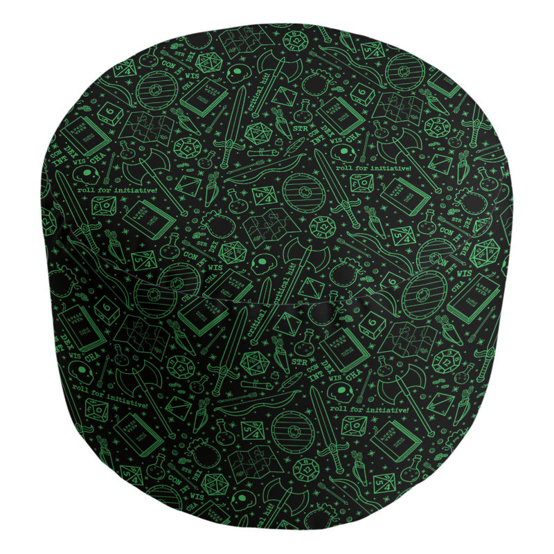 Avicia Upholstered Pouf, Green/Black