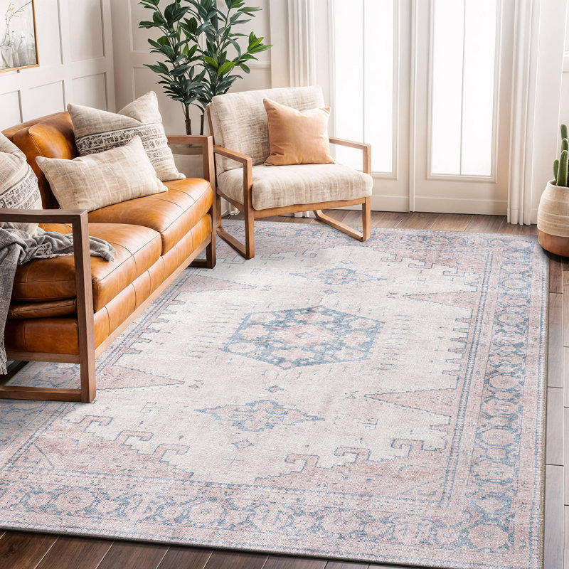 Tapis beige antidérapant Labarbera, Rectangle 5 pi x 7 pi