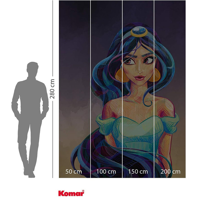 Princess portrait Fascinating Jasmin Aladdin non-woven 9.18cm x 6.56cm Low-Gloss Wallpaper Roll