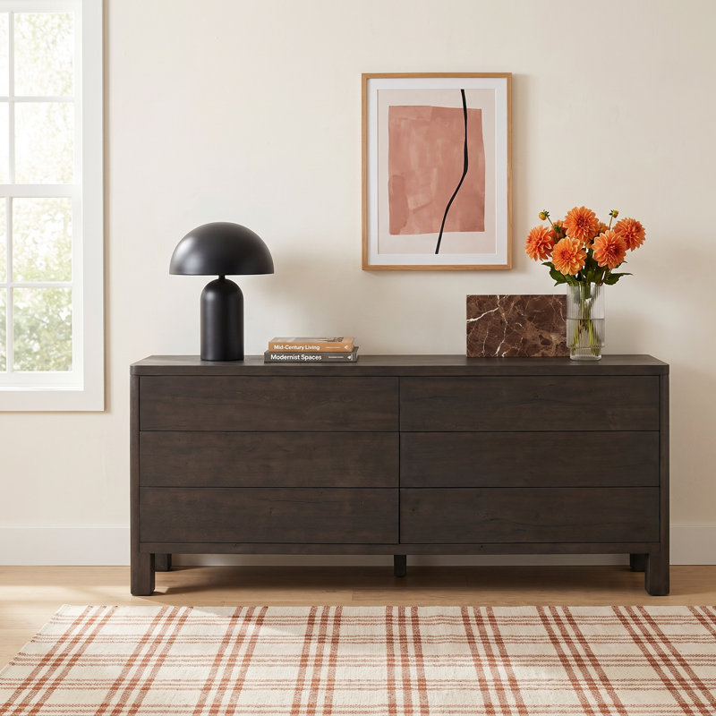 Talullah Noeline 6 Drawer Dresser, Smoked Black Oak