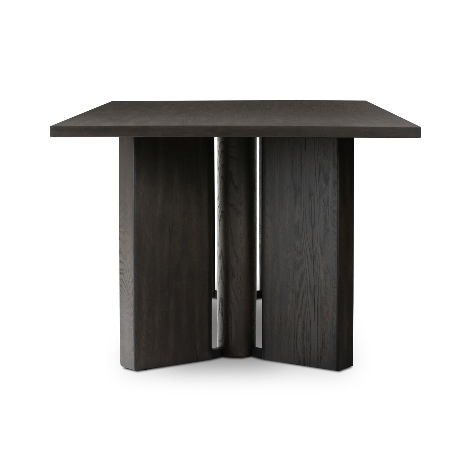 Olly 100" Oak Dining Table, Smoked Black Veneer, 30" H x 100" D x 100" W