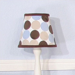 Minky Dot 7'' H Cotton Empire Lamp Shade, Brown/Blue/Beige