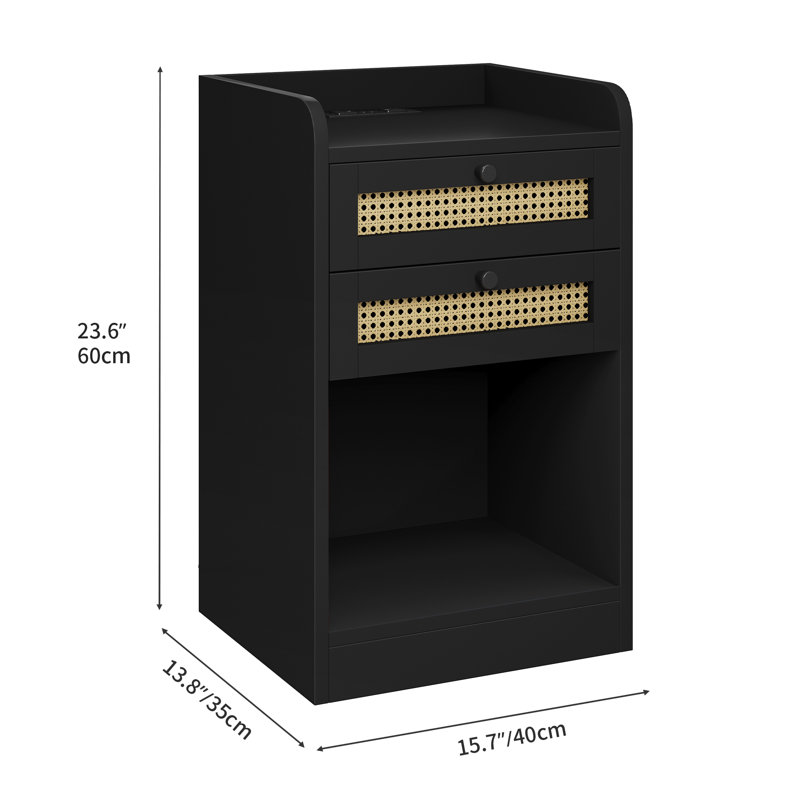 Javonn 15.7'' W Nightstand, Black