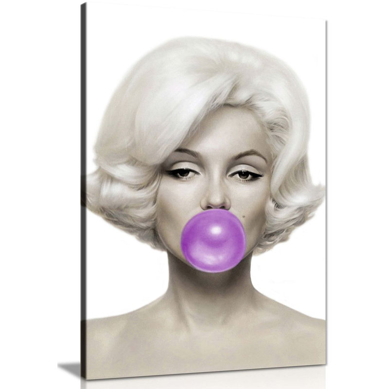 Marilyn Monroe Print - Wrapped Canvas Print, 31cm H x 20cm W, Purple