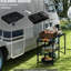 Table de camping portative avec espace de rangement, support de lanterne réglable et suspensions pratiques