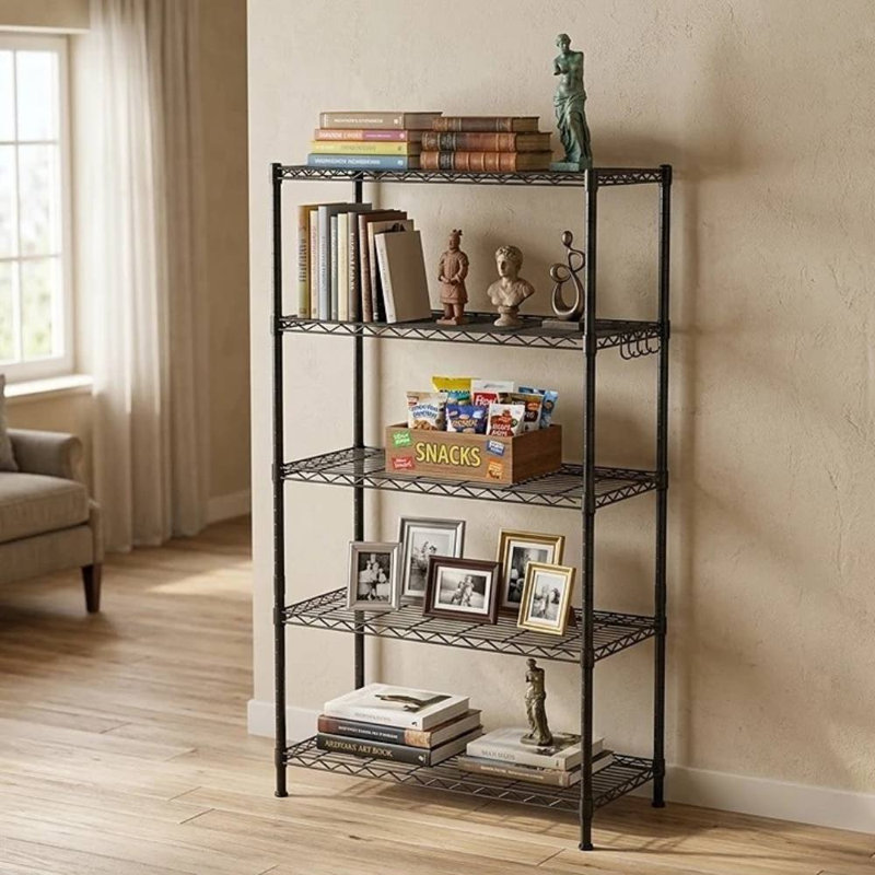 5-Tier Black Metal Rack