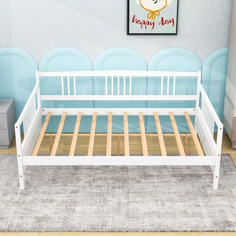 Full Wood Daybed with Center Legs and Underbed Storage Space, White