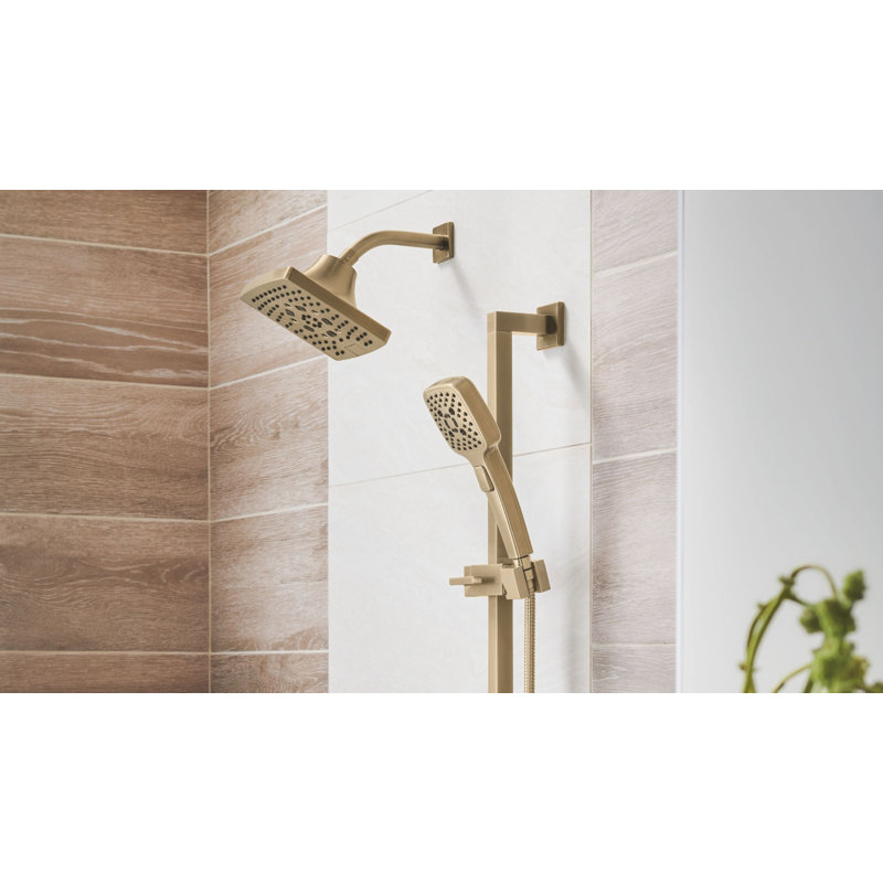 Essential™ Shower Series 7" Linear Square H2OKinetic® Multi-Function Wall Mount Showerhead, Luxe Gold, 1.75 GPM