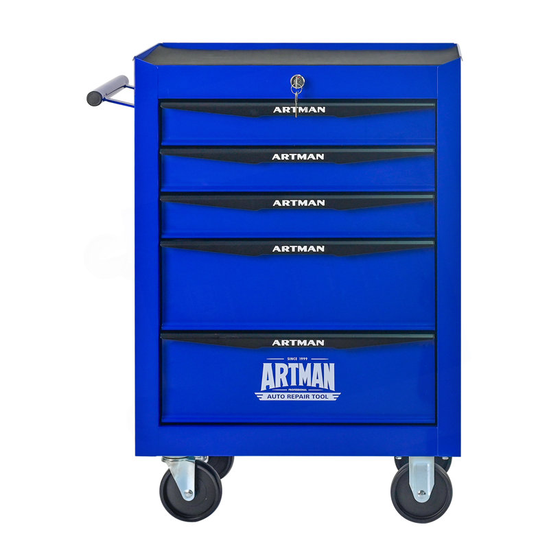 Rolling Metal Tool Chest With 5 Drawers, Blue