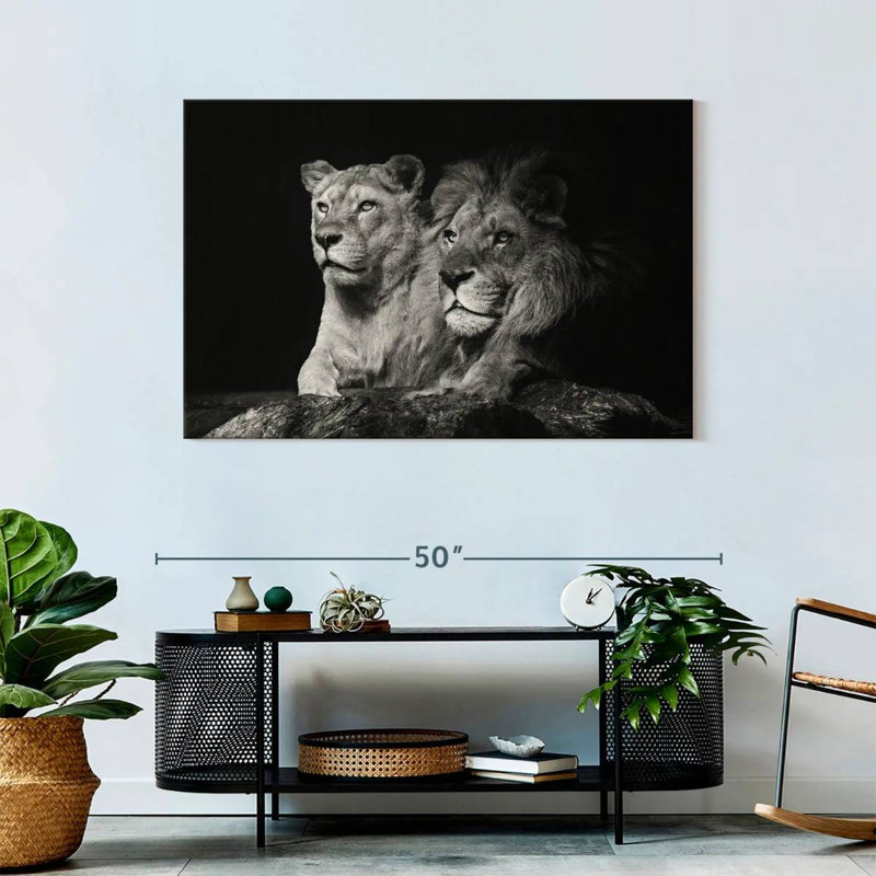 Lion And Lioness Mates Canvas Print, 45" H x 30" W x 1.25" D