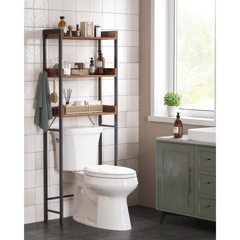 Compact Bathroom Cabinet Freestanding Over The Toilet Storage, Black/Brown