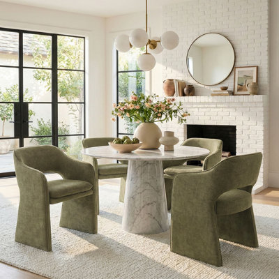 19" Seat Height Upholstered Fabric Dining Armchair