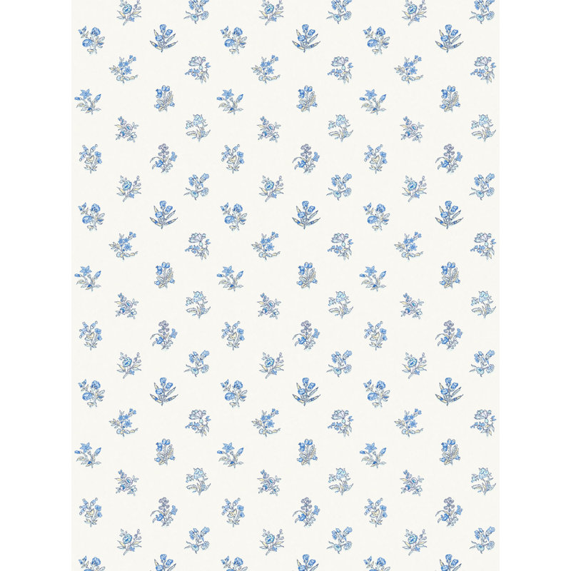 SUMMER FLORA WALLCOVERING, Aqua Bluejay