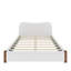 King Size Upholstered Platform Bed Frame with Headboard, Wood Support Legs, Solid Wood Slats, No Box Spring, Easy Assembly, White-307182459-307182456