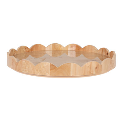 Scalloped Reclaimed Wood Lazy Susan, Natural