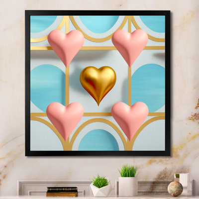 «Delsey Shining Contemporary Gold Heart I», reproduction d'un seul cadre photo sur toile