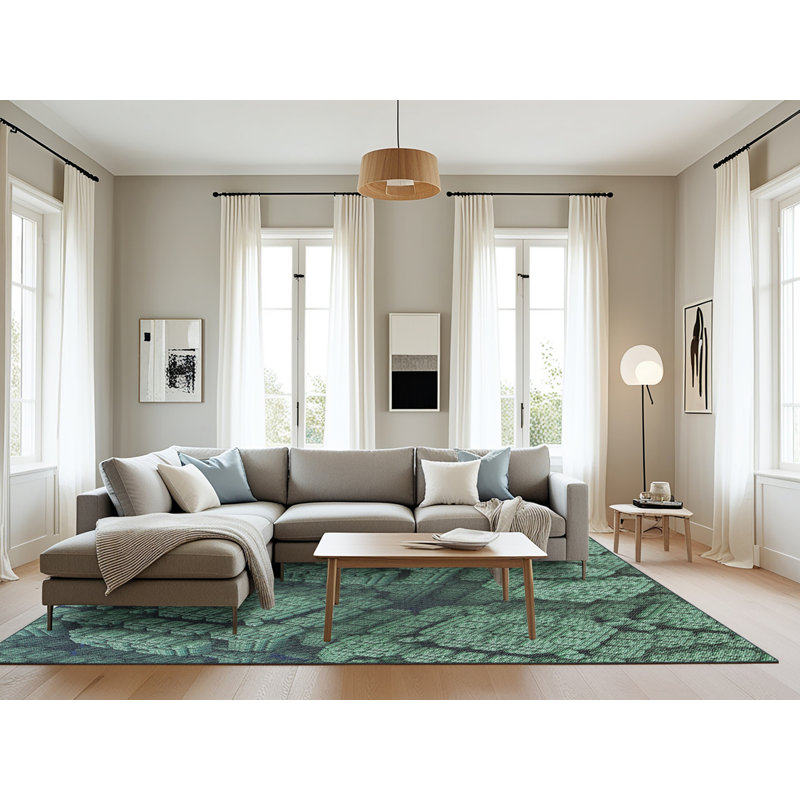 Tapis de zone verte à motif, Rectangle 8 pi x 10 pi