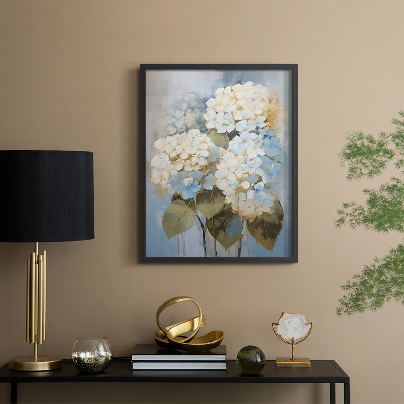 Série FLORAL Cxxvi - reproduction encadrée de qualité supérieure - prête à être accrochée - aucun clou requis, Noir