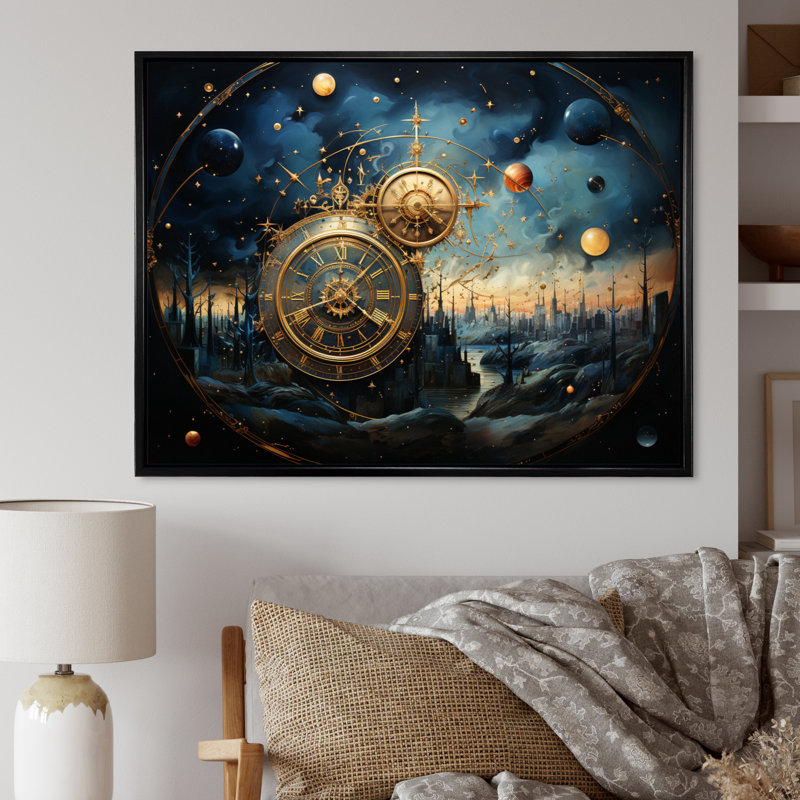 Astrologie cosmique carte - impression, Cadre flottant noir, H 24 po x l 32 po x P 1 po