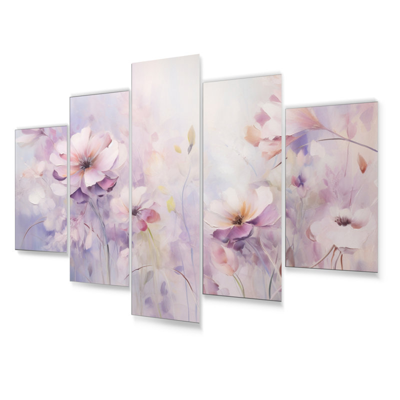 «Purple Botanical Whispers III - Abstract Botanicals», ensemble de reproductions d'art en métal