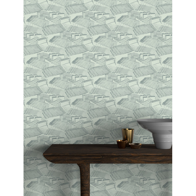 Paule Marrot Geometric Wallpaper Double Roll, Slate Green