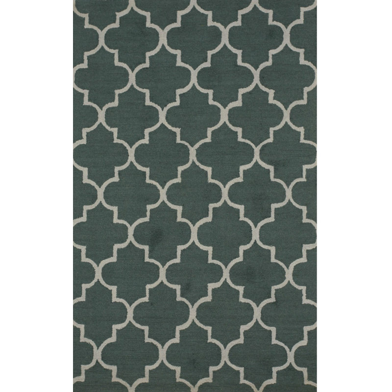 Hand Tufted Wool Area Rug in Green