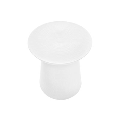 Accent Table, Drum, Side, End, Nightstand, Lamp, White Metal, Contemporary, Modern