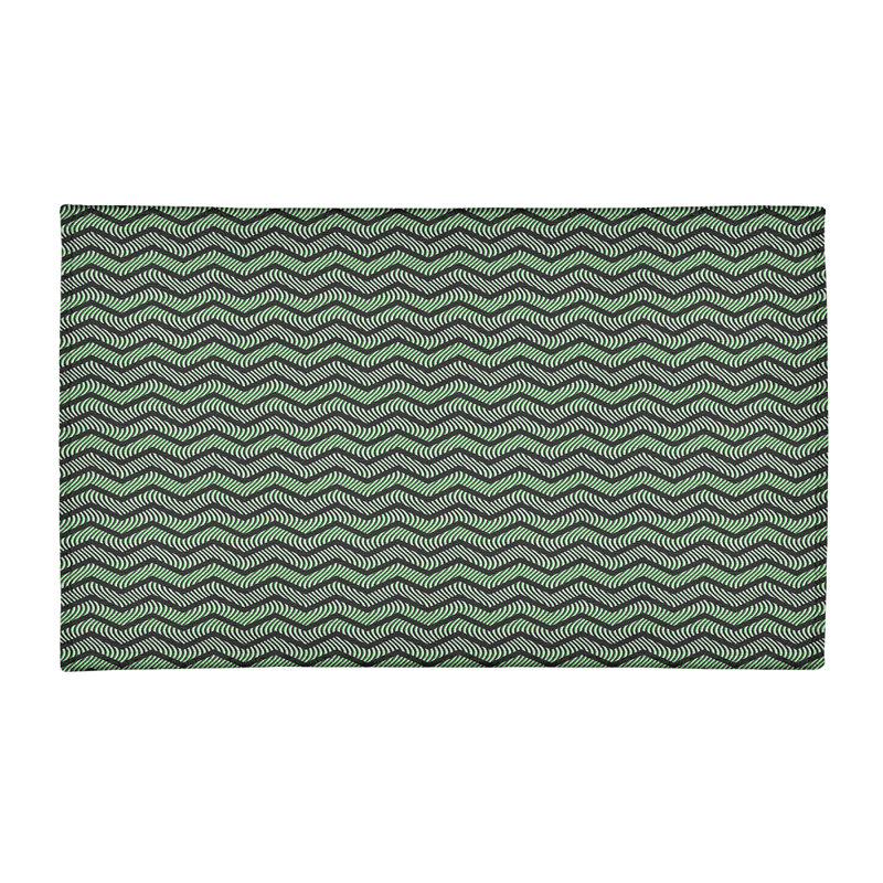 Tapis à chevrons ondulés vert/brun foncé, Rectangle 3 pi x 5 pi