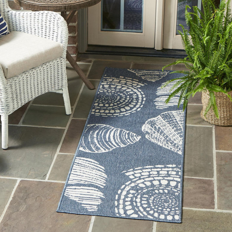 Tapis bleu marine intérieur / extérieur Amaro, Tapis de couloir 2 pi x 6 pi