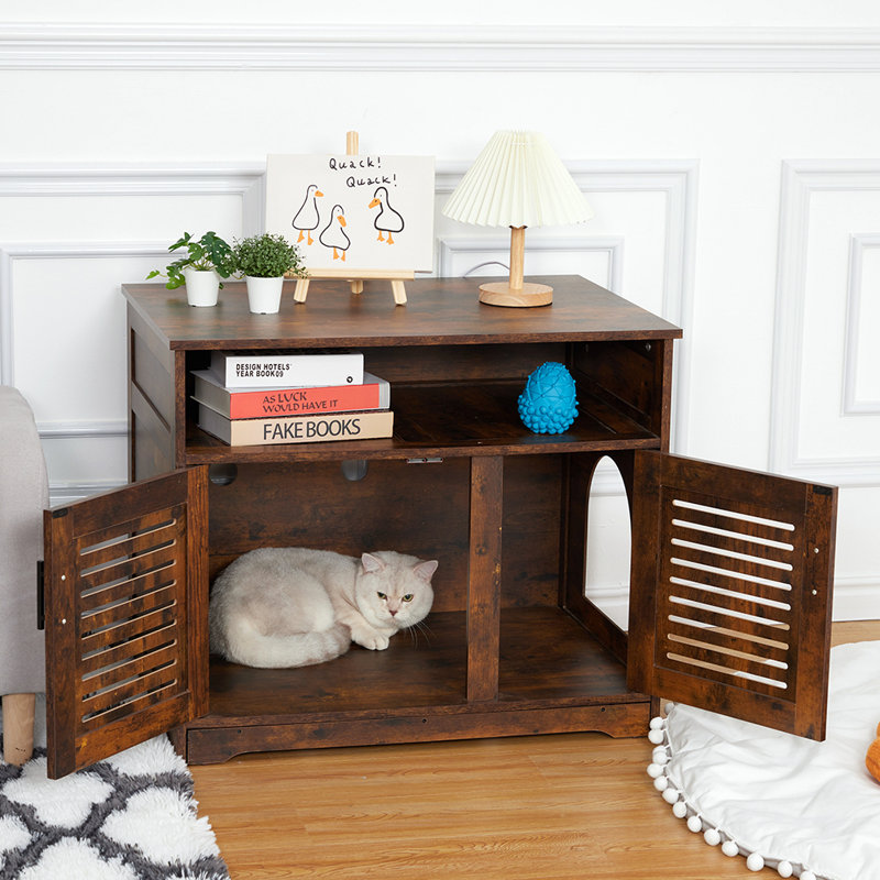 Enceinte de litière pour chat avec séparateur